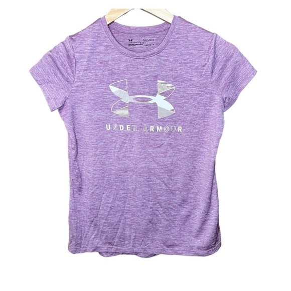 Under Armour Purple Loose Logo Heatgear Dri-Fit top, Size Youth Large - Picture 2 of 4